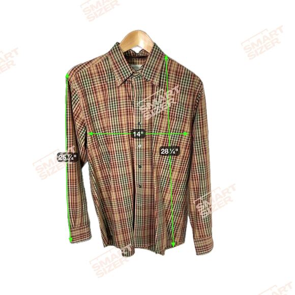 Cutter & Buck Button Down Gingham Check Long Sleeve Brown Shirt Men's Medium - Picture 9 of 10